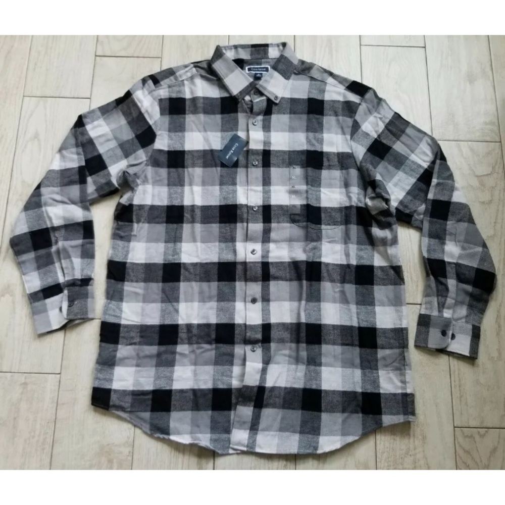 Men’s Club Room Gray Button Down Plaid Flannel Shirt Size XL -Retail $39 NWT - Picture 4 of 9